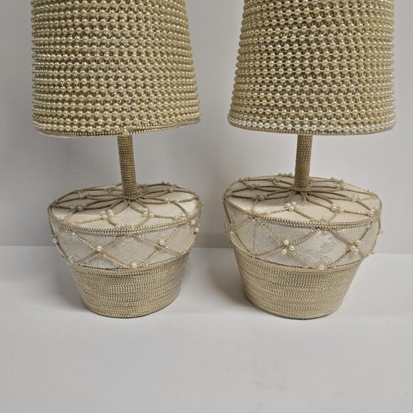 24 inch tall Pair of pearl decorated trees - tabletop Christmas décor - Picture 2 of 6